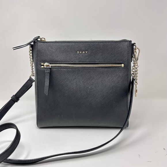 DKNY Bryant Top Zip Black Square Crossbody Bag with Gold Hardware - Picture 3 of 7